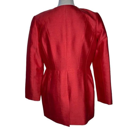 J. Crew Silk Cotton Blend Coral Scoop Neck Jacket Size Medium - Picture 11 of 16